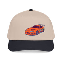 2JZ.  Retro Orange Sports Car Baseball Cap — Vintage JDM Supra Snapback
