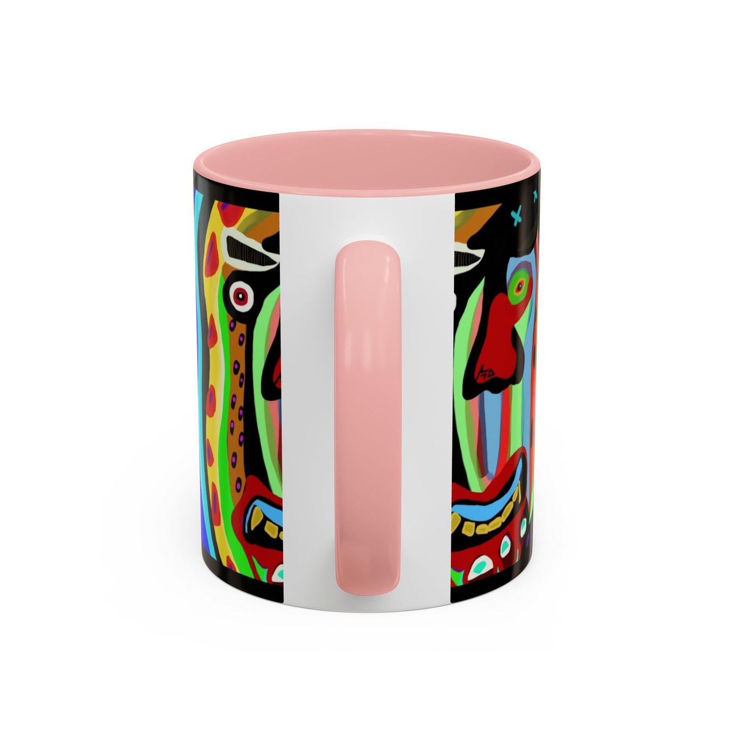 CRAZY.   Neon Face Accent Coffee Mug – Colorful Psychedelic Art Ceramic Mug