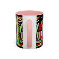 CRAZY.   Neon Face Accent Coffee Mug – Colorful Psychedelic Art Ceramic Mug
