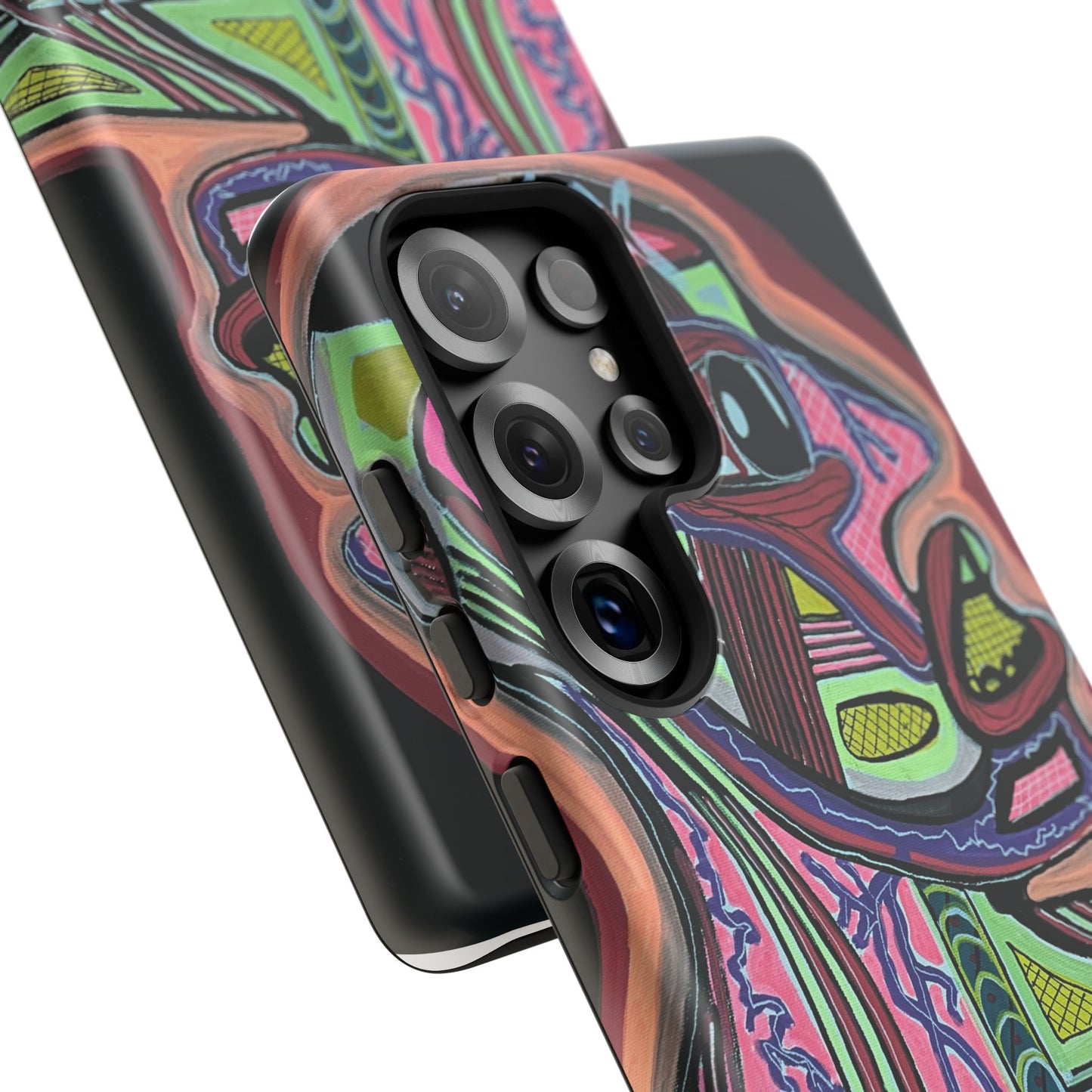 HEART ATTACK Abstract Neon Face Tough Phone Case – Vibrant Art Phone Cover