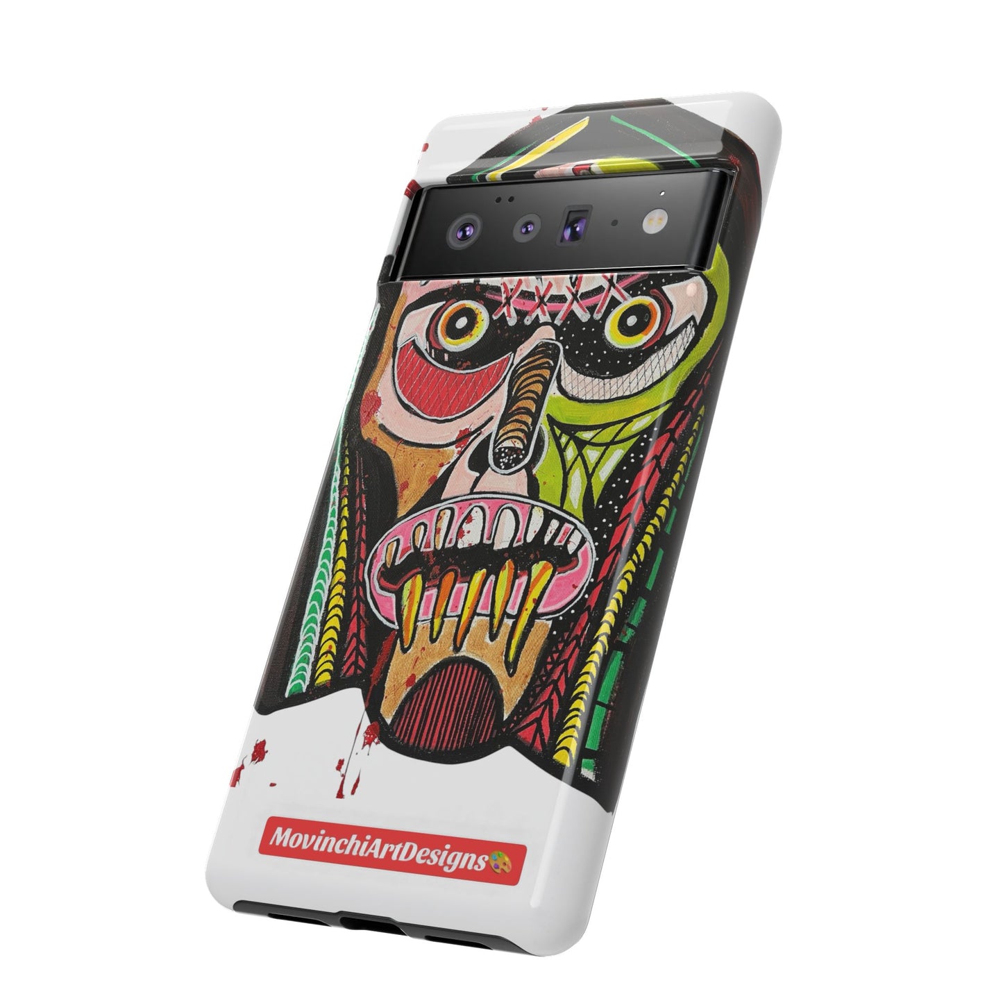 KUNTA.  Abstract Tribal Skull Phone Case — Colorful Street Art Protective Cover