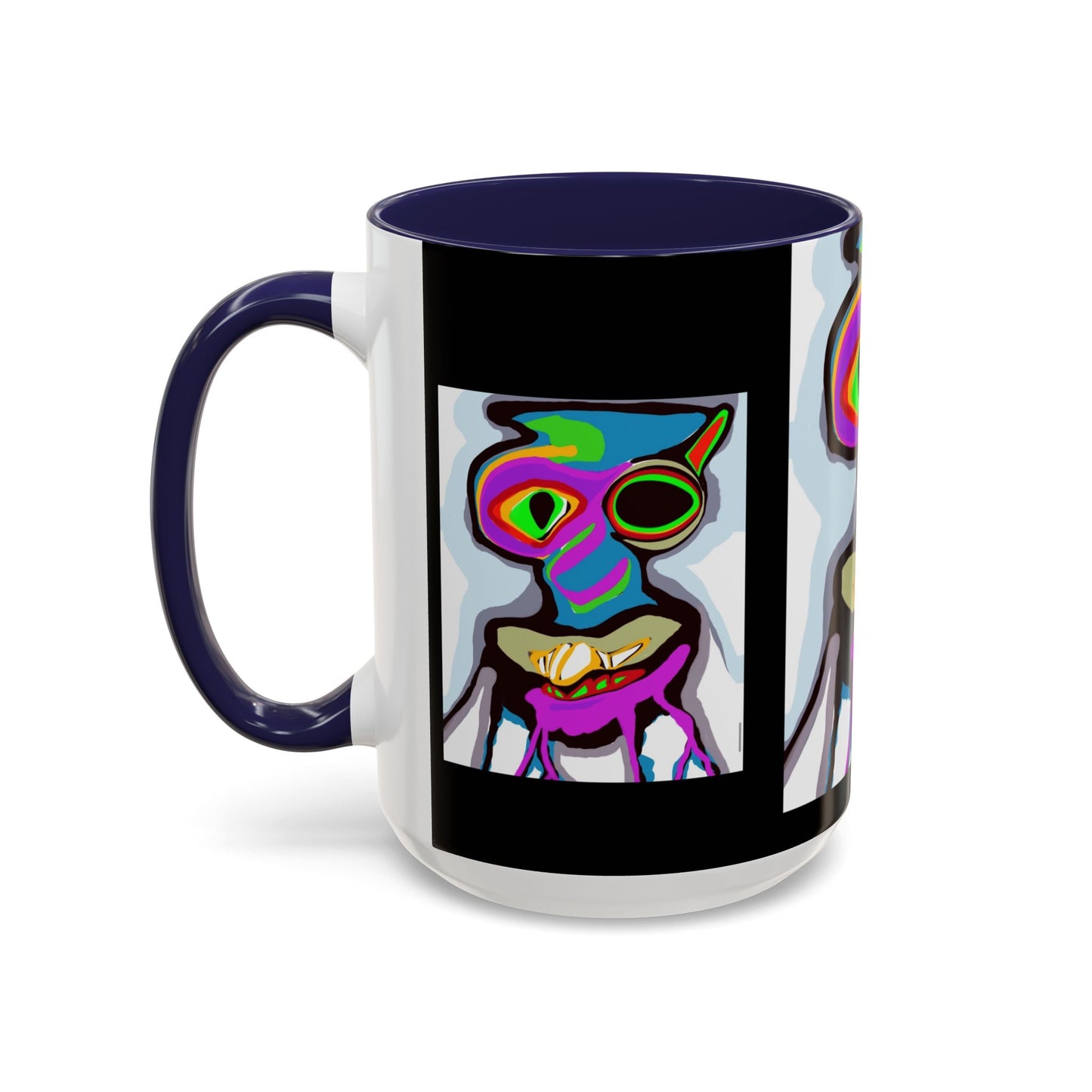 Abstract Alien Art Coffee Mug — Colorful Surreal Creature Accent Mug