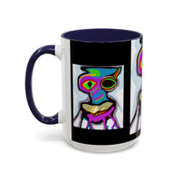 Abstract Alien Art Coffee Mug — Colorful Surreal Creature Accent Mug