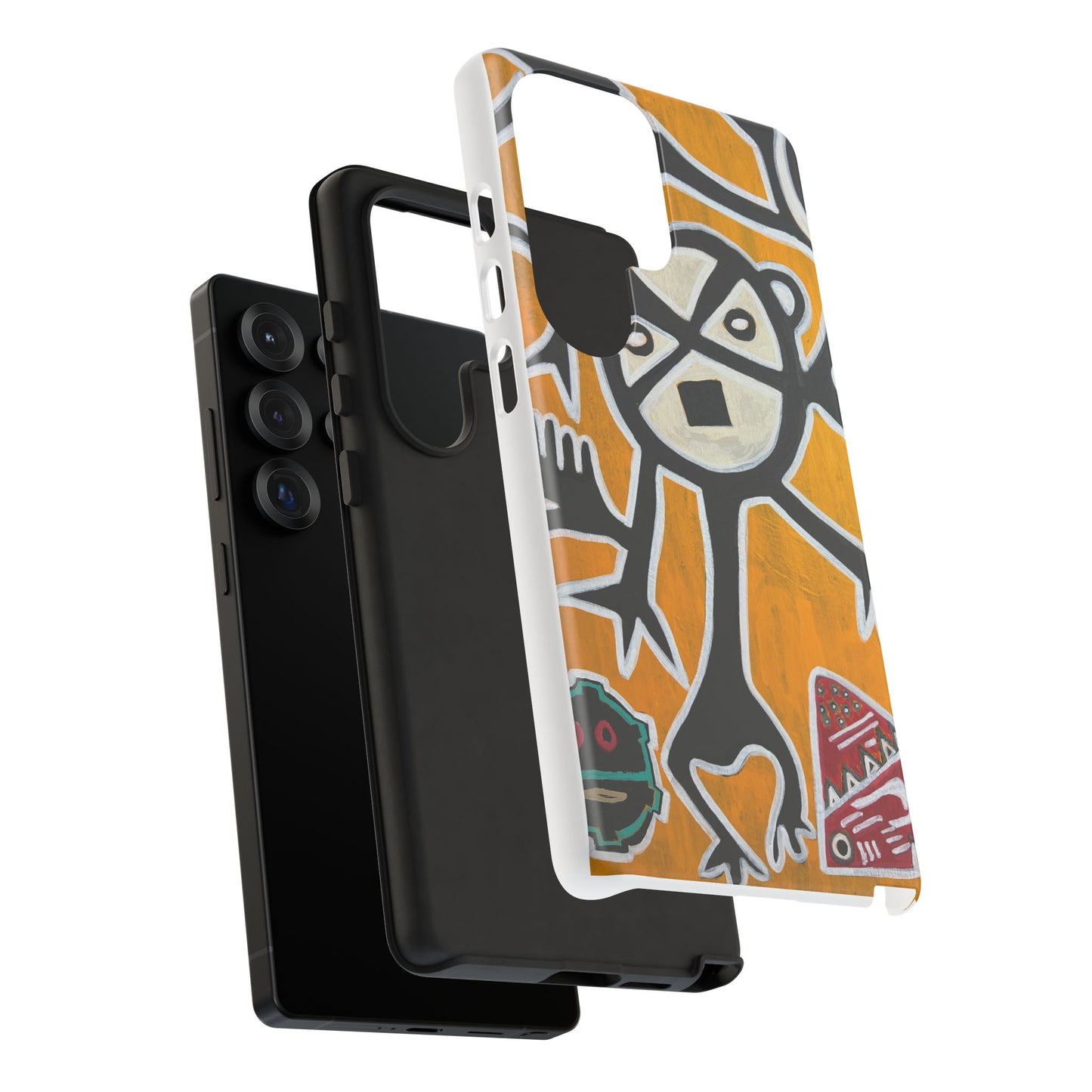 Abstract TAINO  Tribal Art Phone Case – Bold Orange Graphic Protective Cover