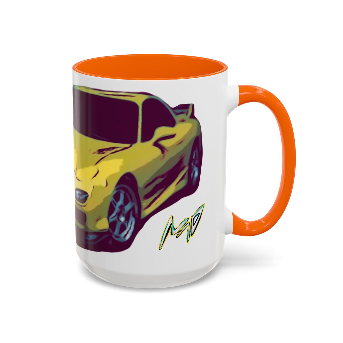 RX7  Coffee Mug — Yellow Sports Car Illustration Accent Mug