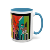 VIEJO SAN JUAN,  Colorful Cityscape Coffee Mug — Vibrant European Street Accent Mug