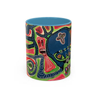 AFTER LIFE.  Abstract Tribal Art Coffee Mug — Colorful Surreal Accent Mug