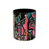 Abstract Neon DEPRESSION2.0   Monster Coffee Mug — Colorful Surreal Art Accent Mug (11/15oz)