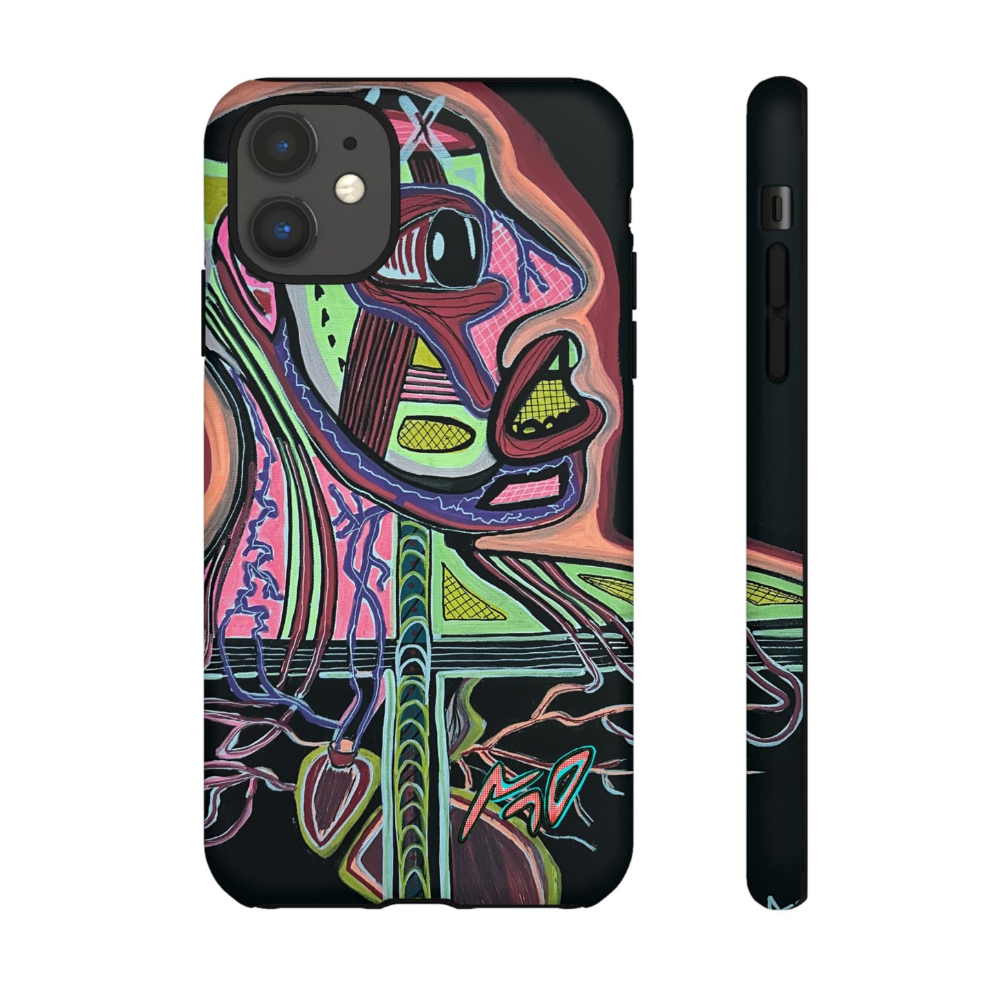 HEART ATTACK Abstract Neon Face Tough Phone Case – Vibrant Art Phone Cover