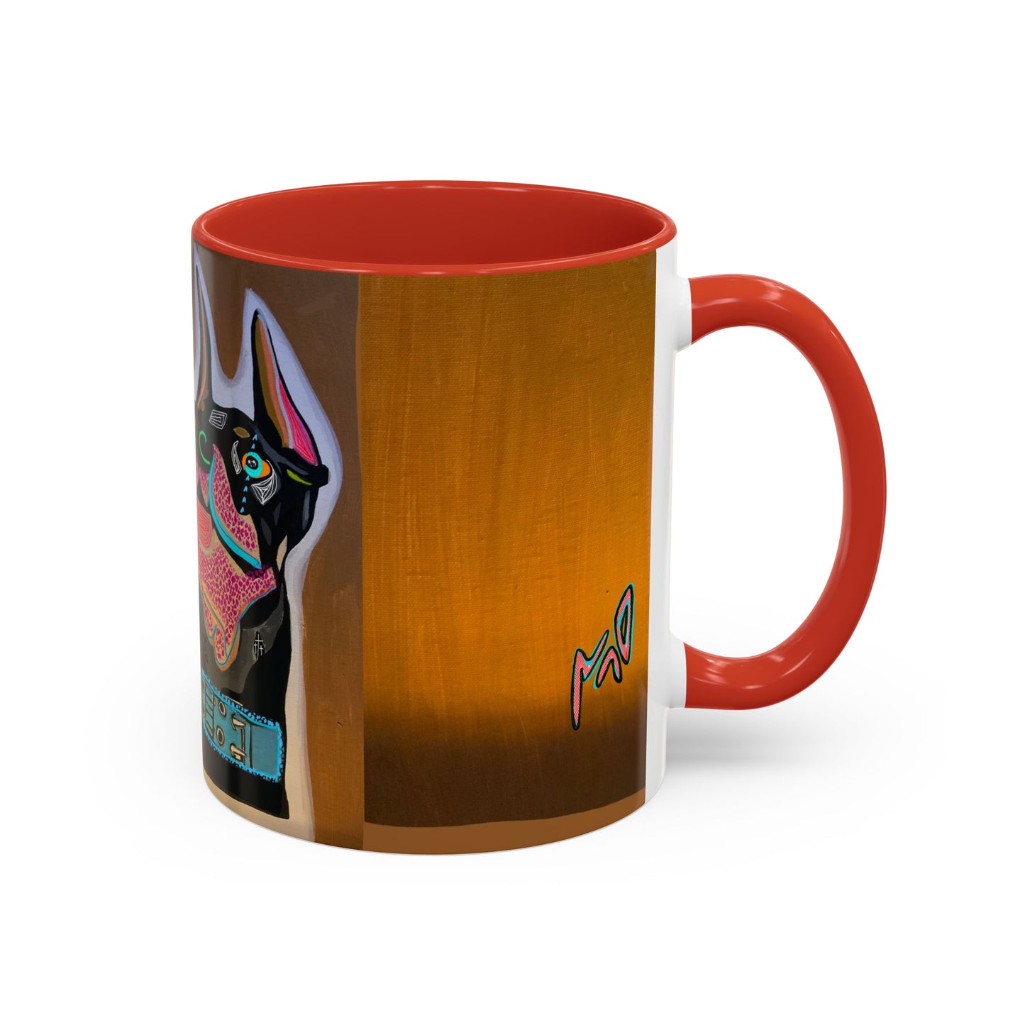 Colorful Doberman Accent Coffee Mug — Vibrant Dog Portrait Ceramic Mug (11/15oz)