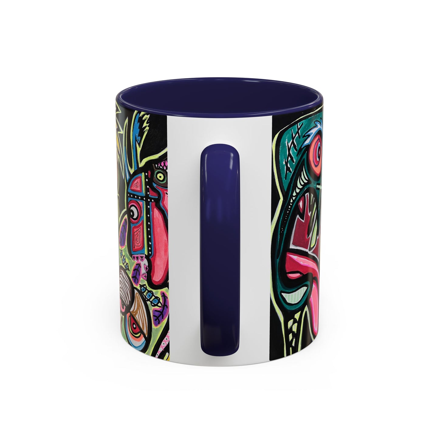 Abstract Neon DEPRESSION2.0   Monster Coffee Mug — Colorful Surreal Art Accent Mug (11/15oz)