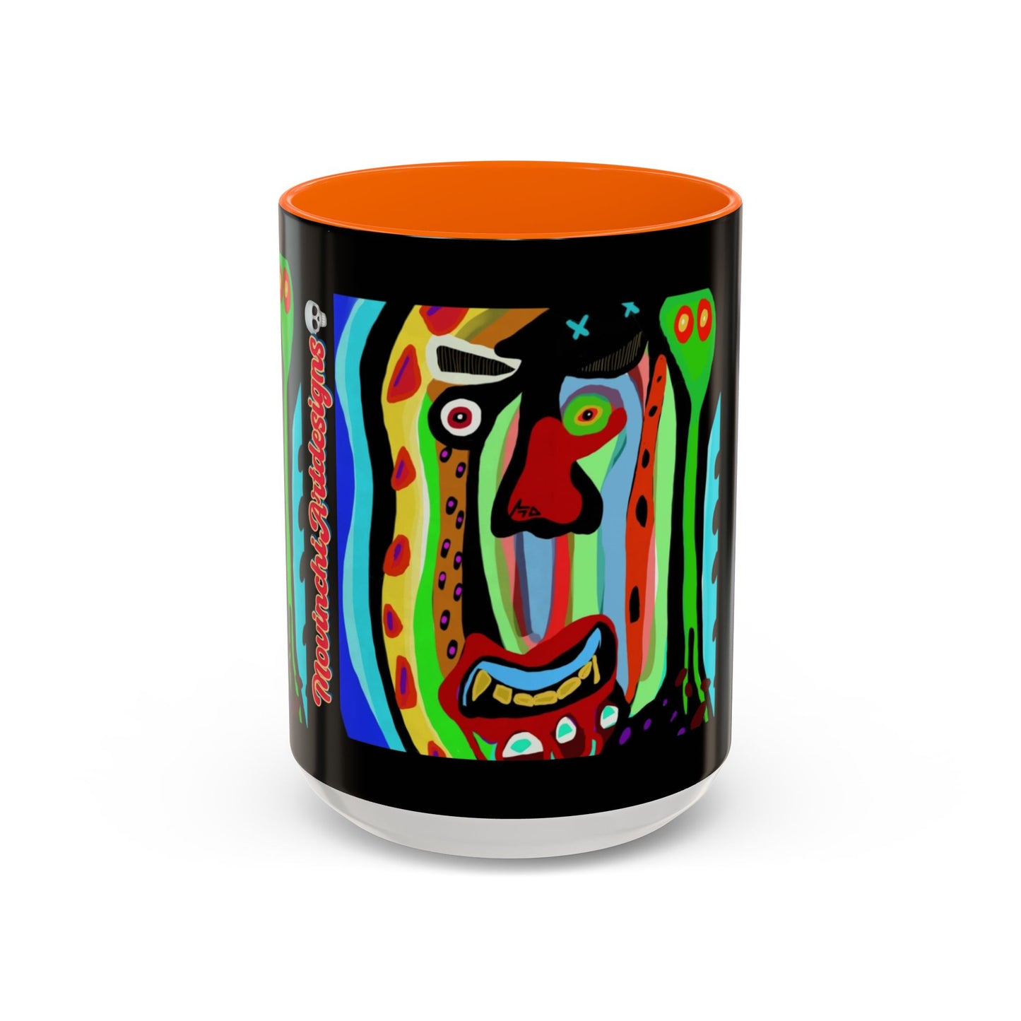 CRAZY.   Neon Face Accent Coffee Mug – Colorful Psychedelic Art Ceramic Mug