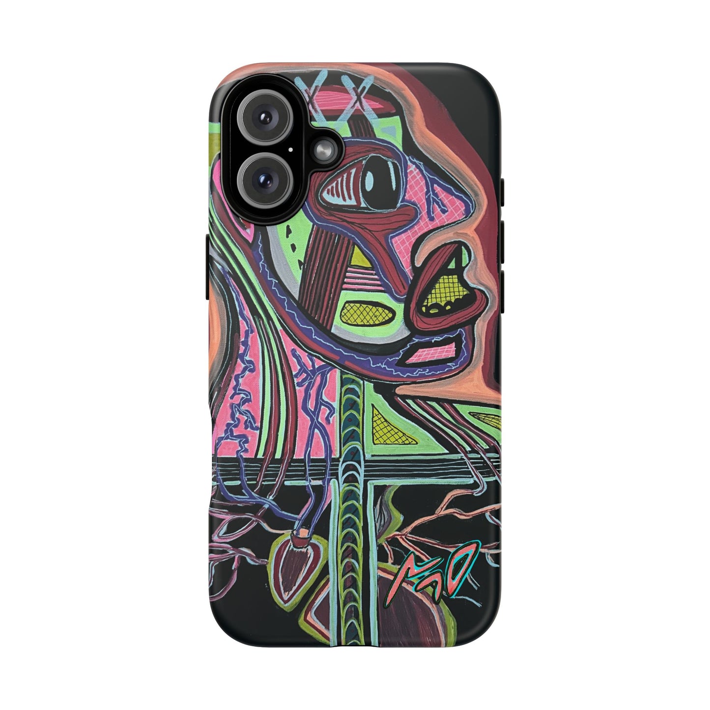 HEART ATTACK Abstract Neon Face Tough Phone Case – Vibrant Art Phone Cover