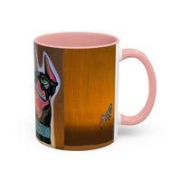 Colorful Doberman Accent Coffee Mug — Vibrant Dog Portrait Ceramic Mug (11/15oz)
