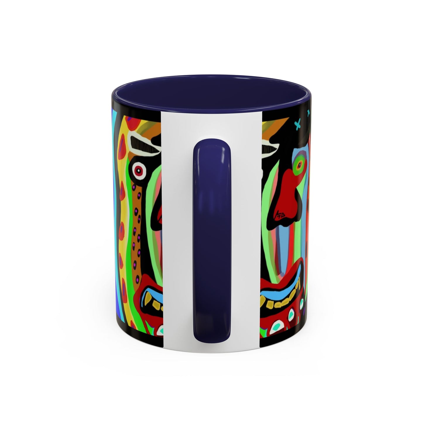 CRAZY.   Neon Face Accent Coffee Mug – Colorful Psychedelic Art Ceramic Mug