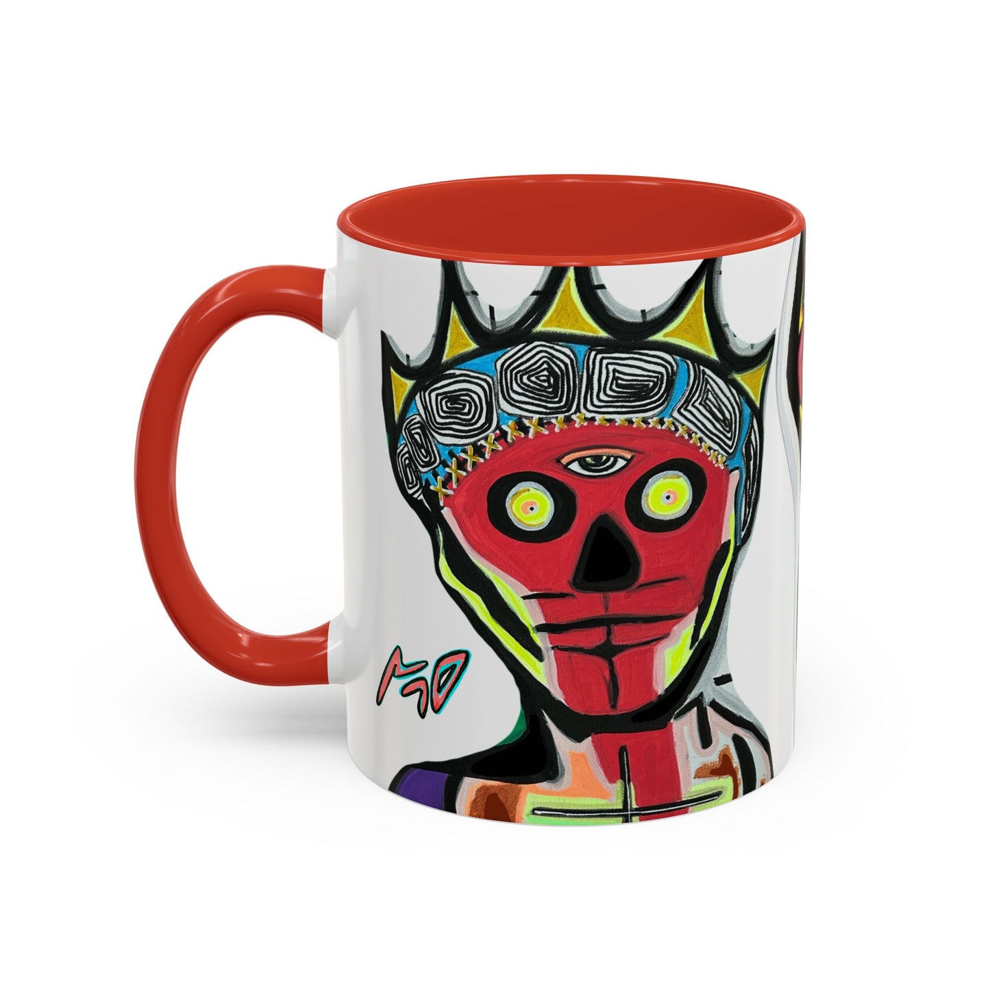 INFECTED KING.  Skull Pop Art Coffee Mug — Colorful Day of the Dead Accent Mug
