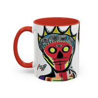 INFECTED KING.  Skull Pop Art Coffee Mug — Colorful Day of the Dead Accent Mug