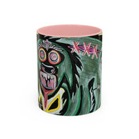 CHUPACABRAS.  Green Monster Art Coffee Mug — Spooky Neon Creature Accent Mug (11/15oz)