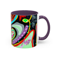 CRAZY2.0  Accent Mug — Colorful Neon Skull Abstract Coffee Cup