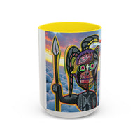 Surreal VINCENT Tribal Warrior Accent Coffee Mug — Colorful Skull Art 11/15oz