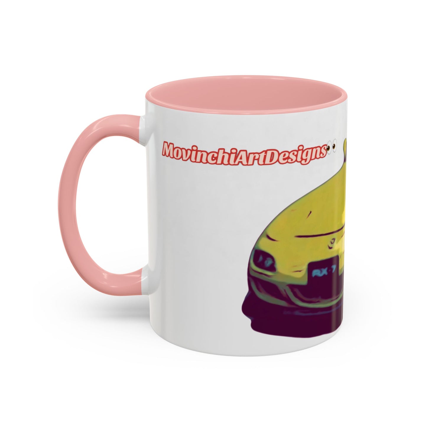 RX7  Coffee Mug — Yellow Sports Car Illustration Accent Mug