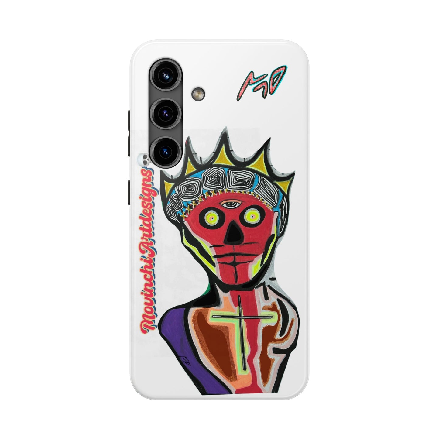 Artistic Crown KING GRAY  Skull Tough Phone Case — Colorful Abstract Guardian Design