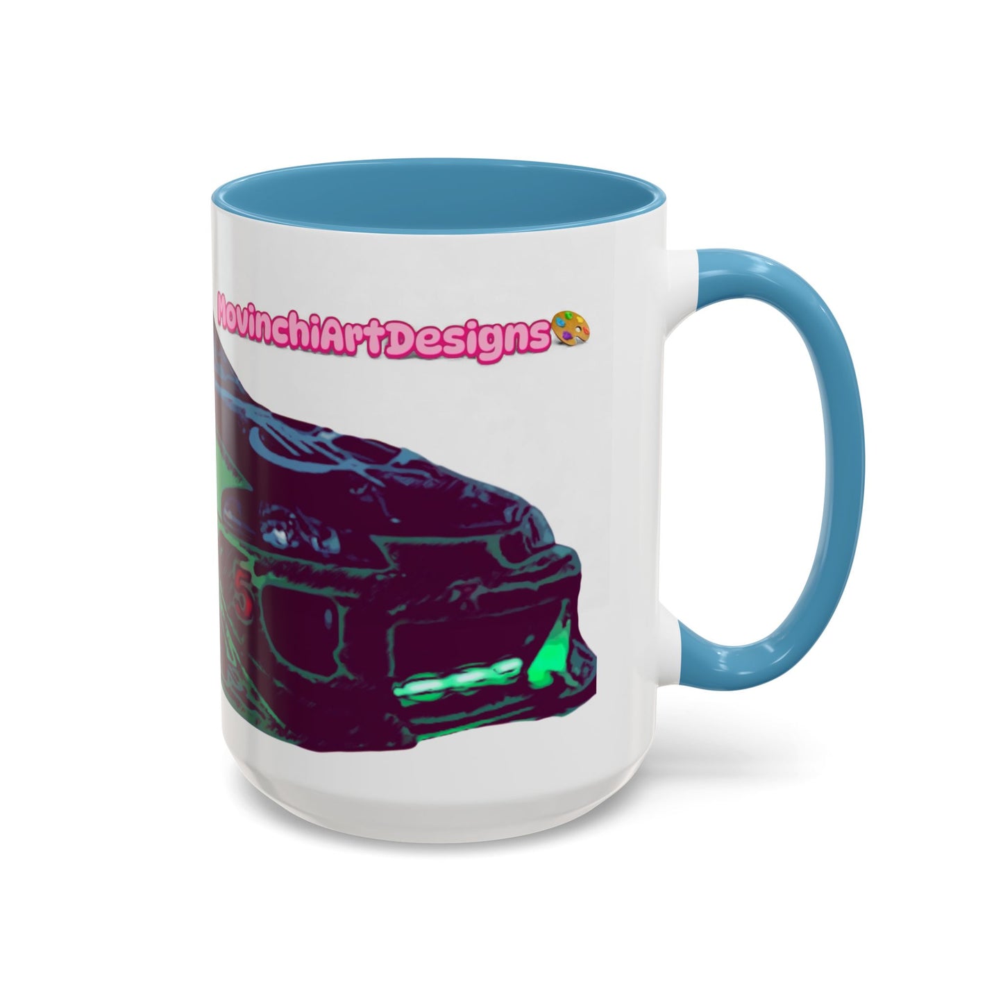Coffee Mug —ECLIPSE  Neon Sports Car Design with "MovinchiArtDesigns" Logo