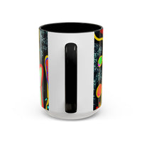 CRAZY2.0  Accent Mug — Colorful Neon Skull Abstract Coffee Cup
