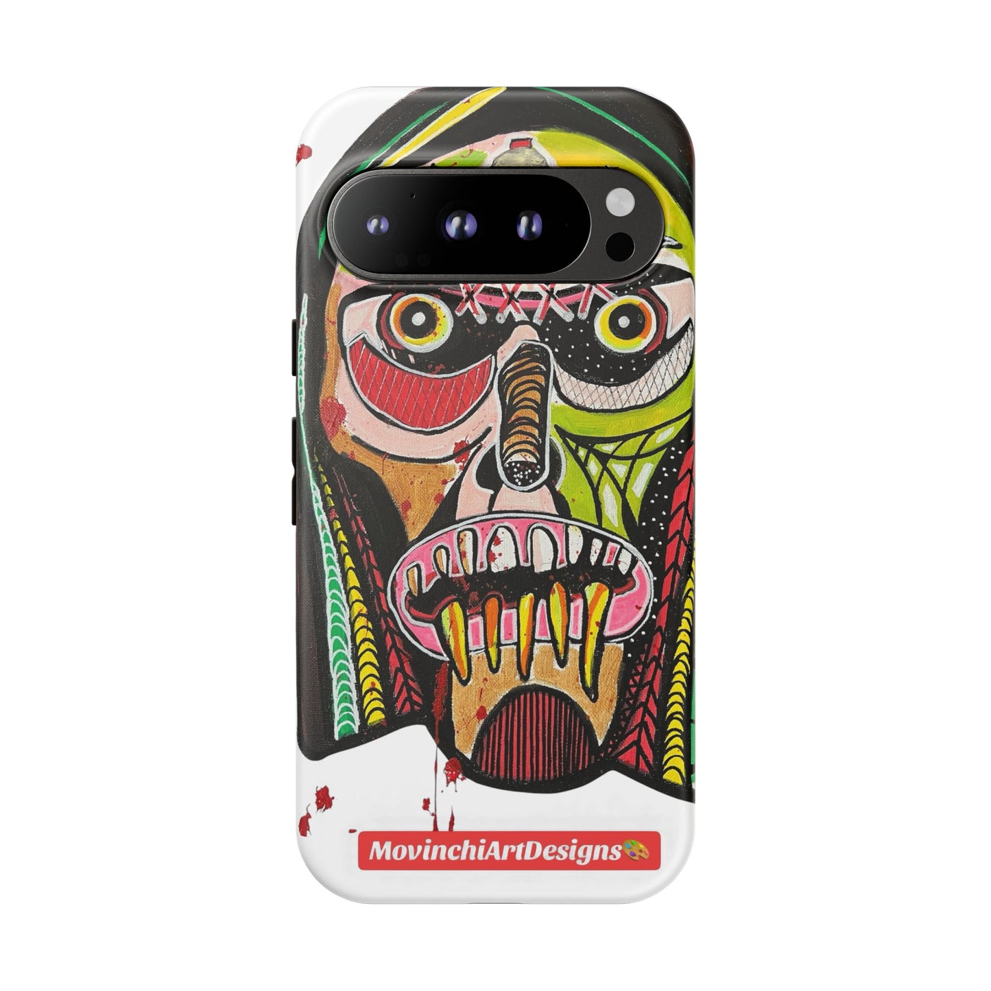 KUNTA.  Abstract Tribal Skull Phone Case — Colorful Street Art Protective Cover
