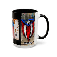 Puerto Rico Flag Coffee Mug — Rustic Street Art Accent Mug (11/15 oz)