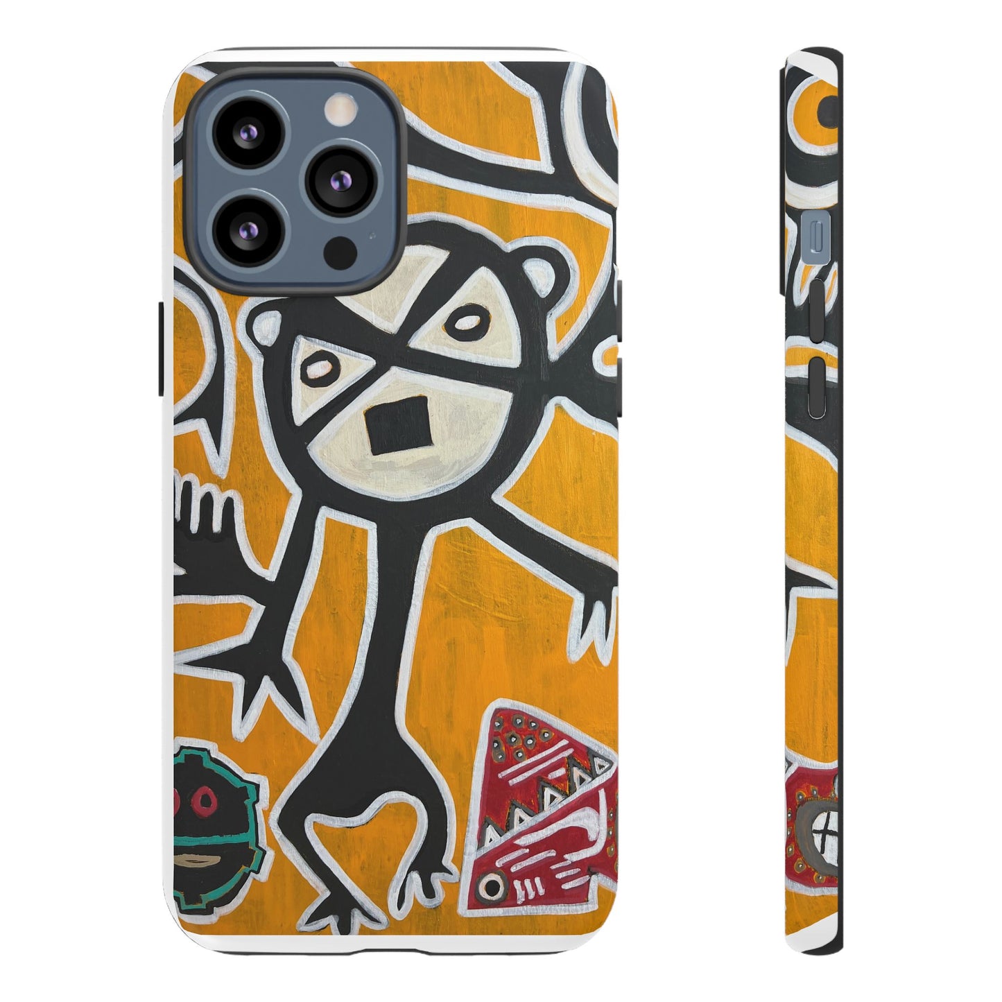 Abstract TAINO  Tribal Art Phone Case – Bold Orange Graphic Protective Cover