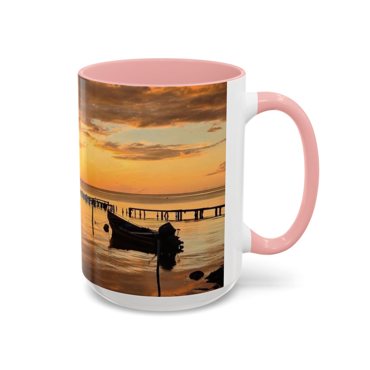 Sunset Harbor Coffee Mug — Golden Beach Sunrise Accent Mug (11/15oz)