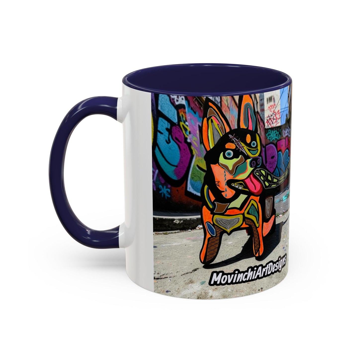 Colorful Pop Art Dog Accent Coffee Mug — Vibrant French Bulldog Design (11/15 oz)