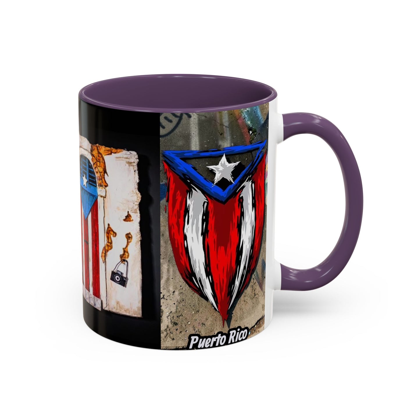 Puerto Rico Flag Coffee Mug — Rustic Street Art Accent Mug (11/15 oz)