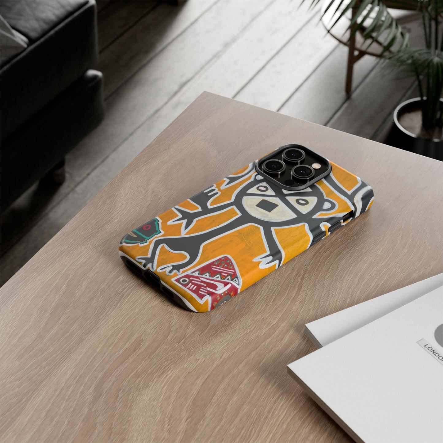 Abstract TAINO  Tribal Art Phone Case – Bold Orange Graphic Protective Cover