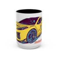 ZR1 Lover Coffee Mug — Yellow Sports Car & Boston Terrier Accent Mug (11/15 oz)
