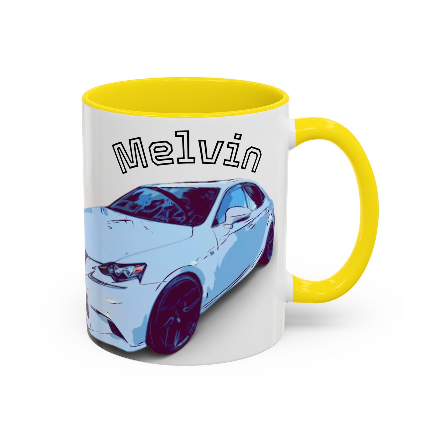 MELVIN.  Personalized Car Coffee Mug — 'Melvin' Sports Car Accent Mug (11/15oz)