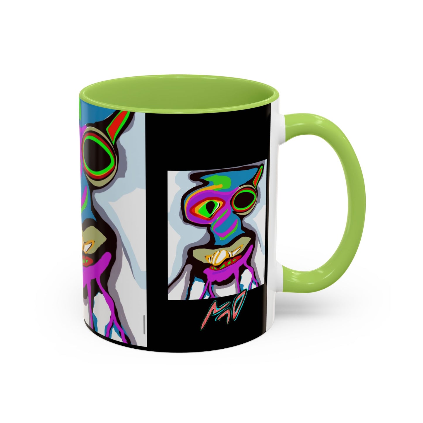 Abstract Alien Art Coffee Mug — Colorful Surreal Creature Accent Mug