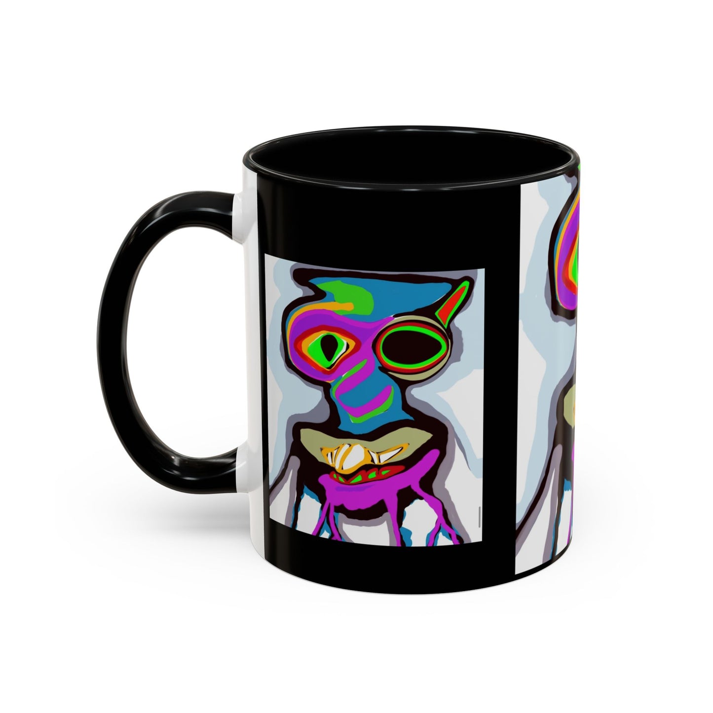 Abstract Alien Art Coffee Mug — Colorful Surreal Creature Accent Mug