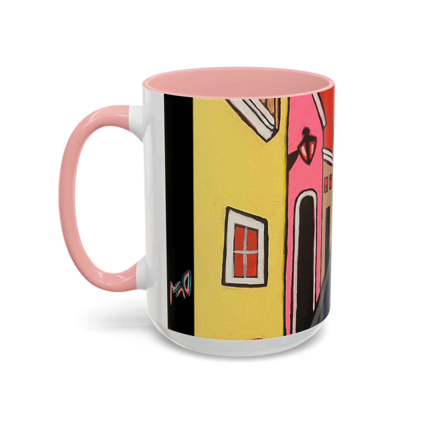 SAN SEBASTIAN2.0 Colorful Canal Houses Accent Coffee Mug — Bright European Street Art Ceramic Mug (11/15oz)