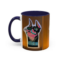 Colorful Doberman Accent Coffee Mug — Vibrant Dog Portrait Ceramic Mug (11/15oz)