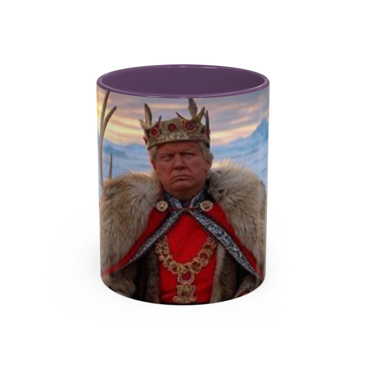 KING OF THE WORLD Royal Portrait Accent Coffee Mug – King in Fur Coat Design (11/15oz)