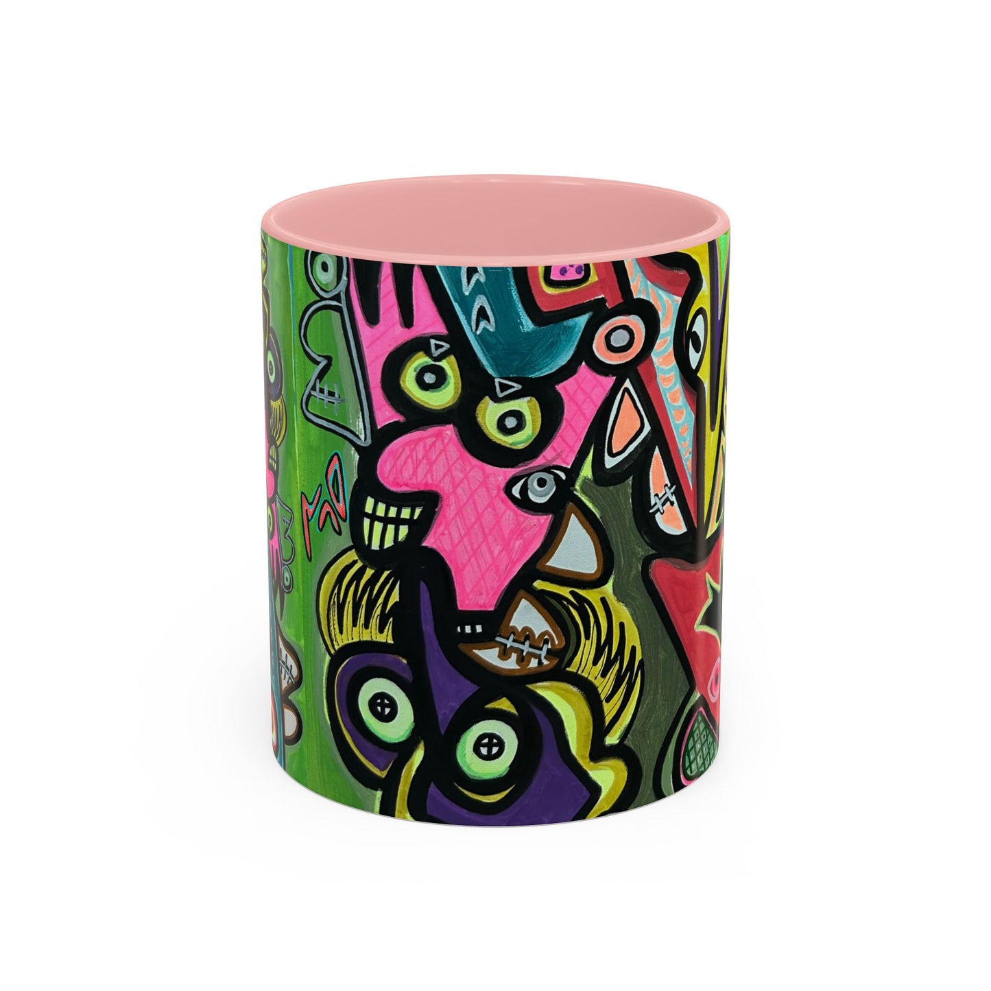 AbstractCONCERT.   Pop Art Coffee Mug — Colorful Faces Accent Mug (11/15 oz)