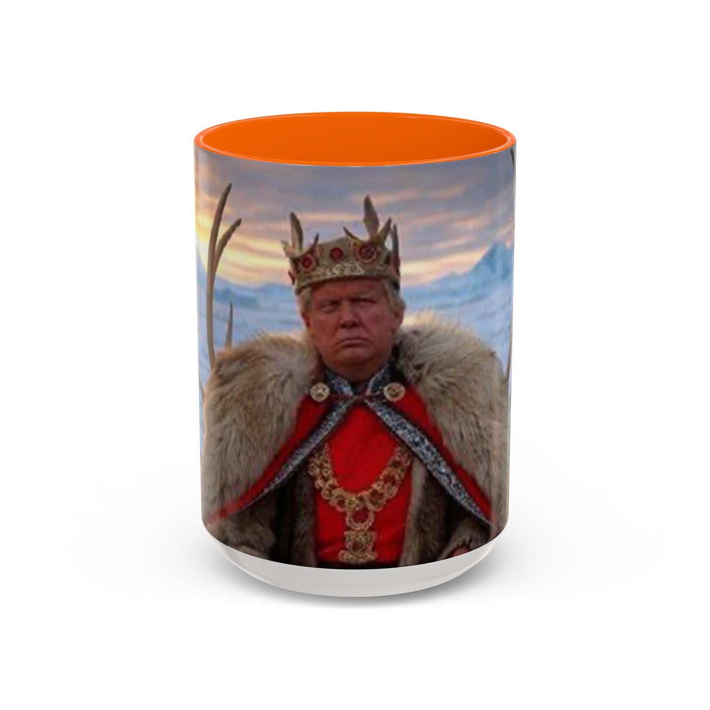 KING OF THE WORLD Royal Portrait Accent Coffee Mug – King in Fur Coat Design (11/15oz)