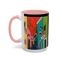 SAN SEBASTIAN.  Colorful Street Scene Accent Coffee Mug — Vibrant Urban Art Ceramic Mug (11/15oz)