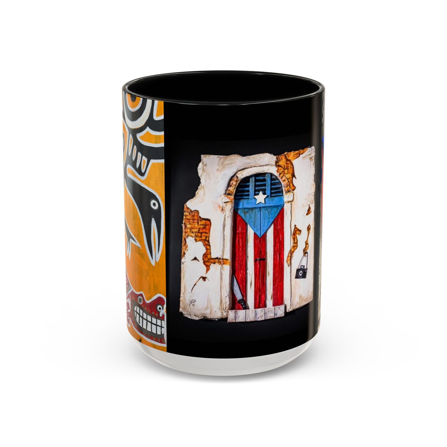 Puerto Rico Flag Coffee Mug — Rustic Street Art Accent Mug (11/15 oz)