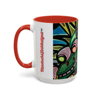 Abstract Day of the Dead Skull Accent Coffee Mug — Colorful Neon Skull Art (11/15oz)