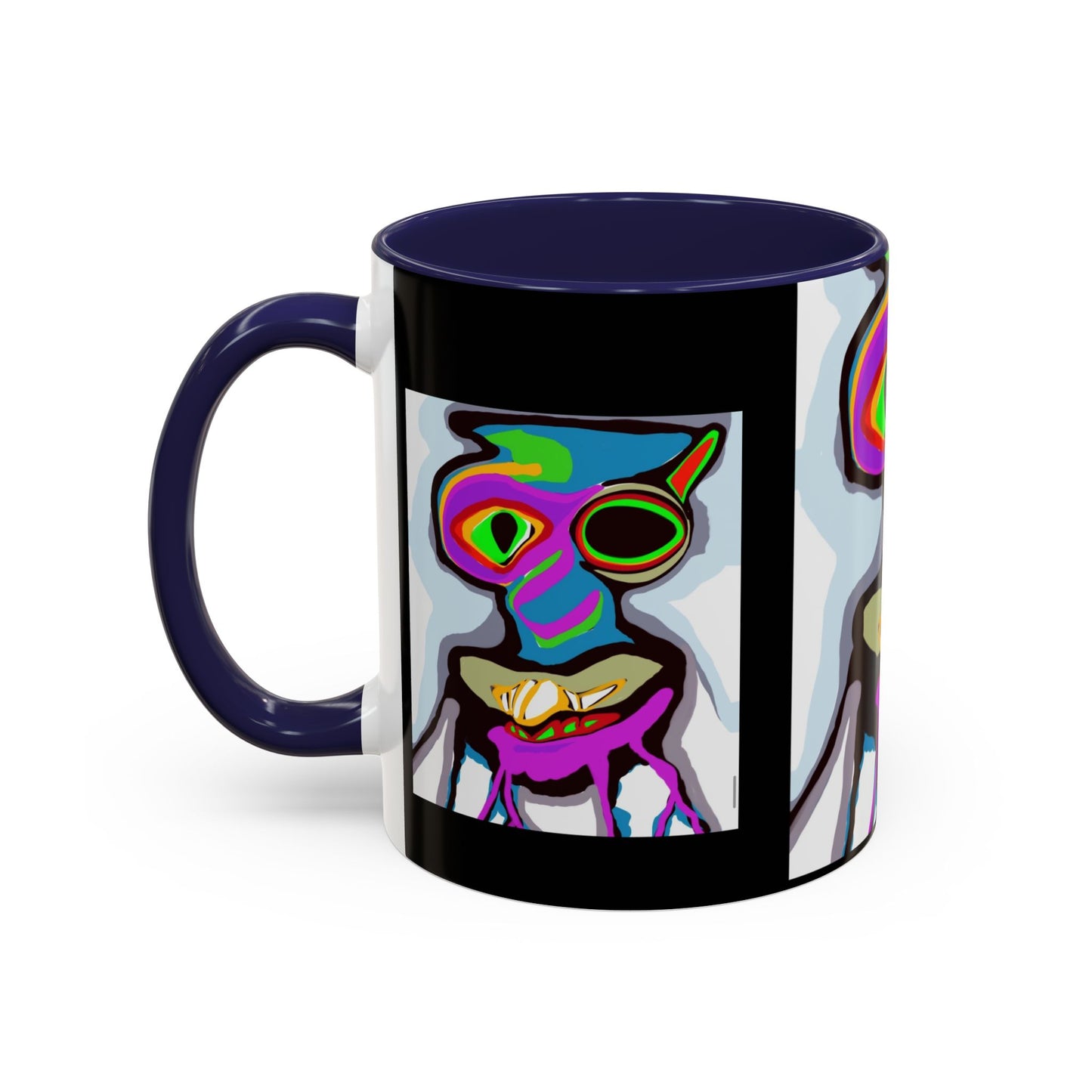 Abstract Alien Art Coffee Mug — Colorful Surreal Creature Accent Mug
