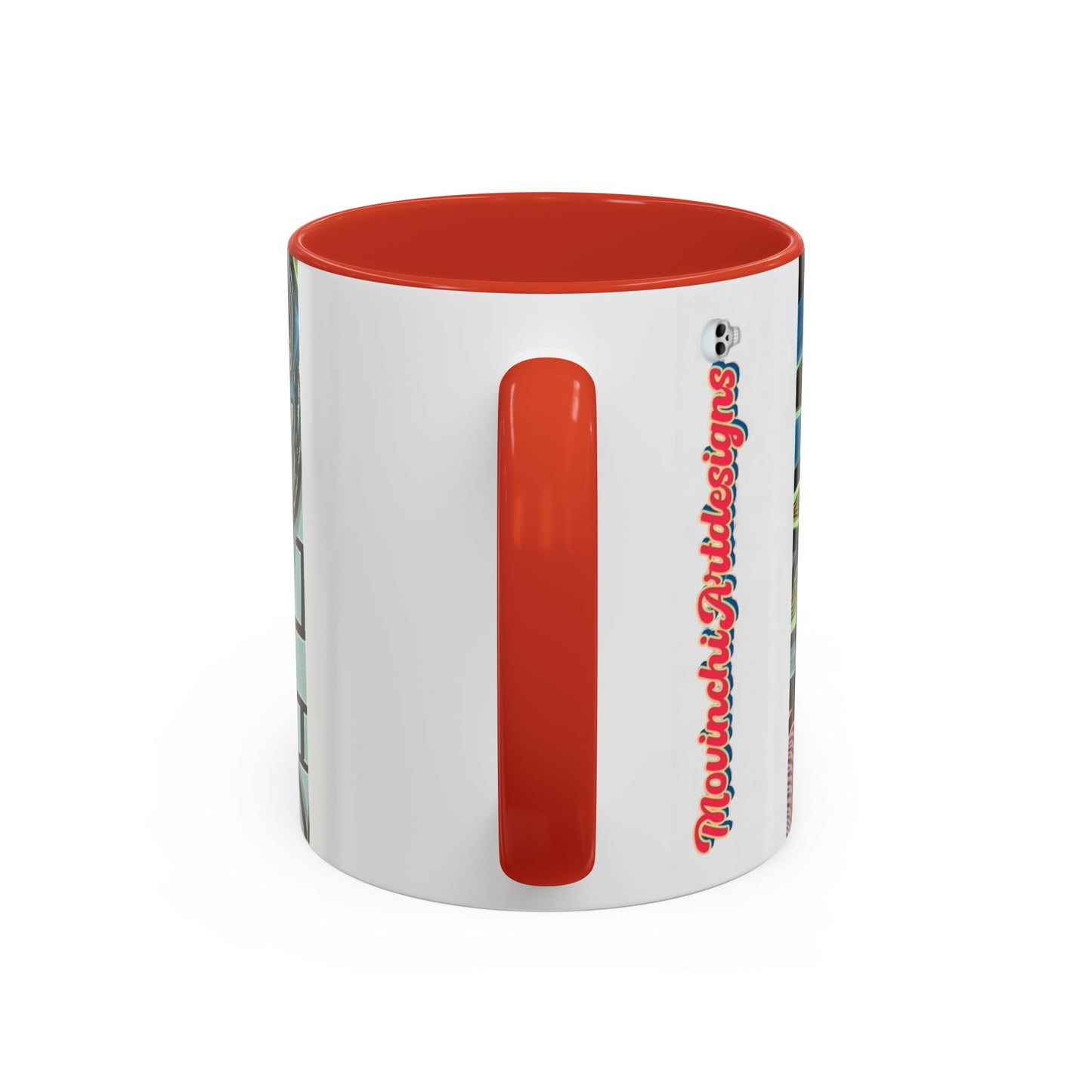 Abstract Day of the Dead Skull Accent Coffee Mug — Colorful Neon Skull Art (11/15oz)