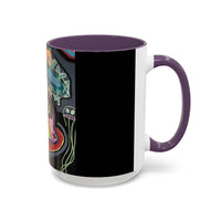 Colorful Neon OVERTHINKING  Skull Coffee Mug — Vibrant Abstract Day of the Dead Accent Mug